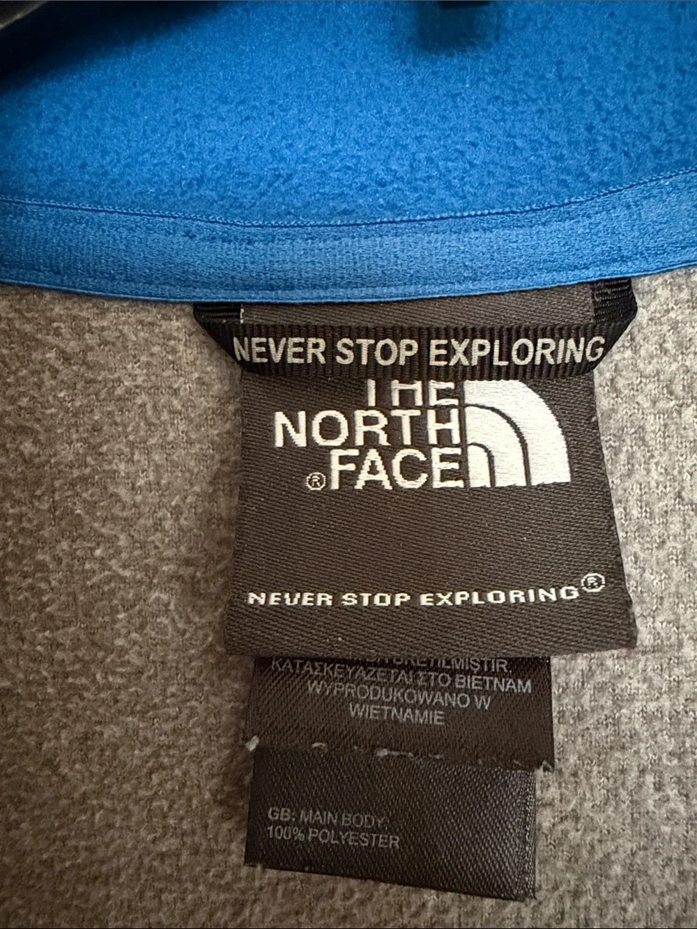 The North Face Gray Fleece Half-Zip with Blue Accents